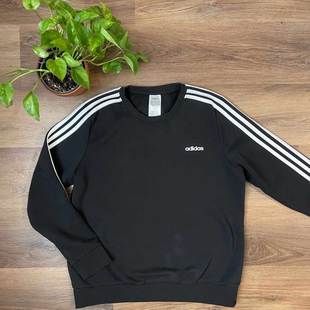 Vintage Black Adidas Crewneck Sweatshirt XL
